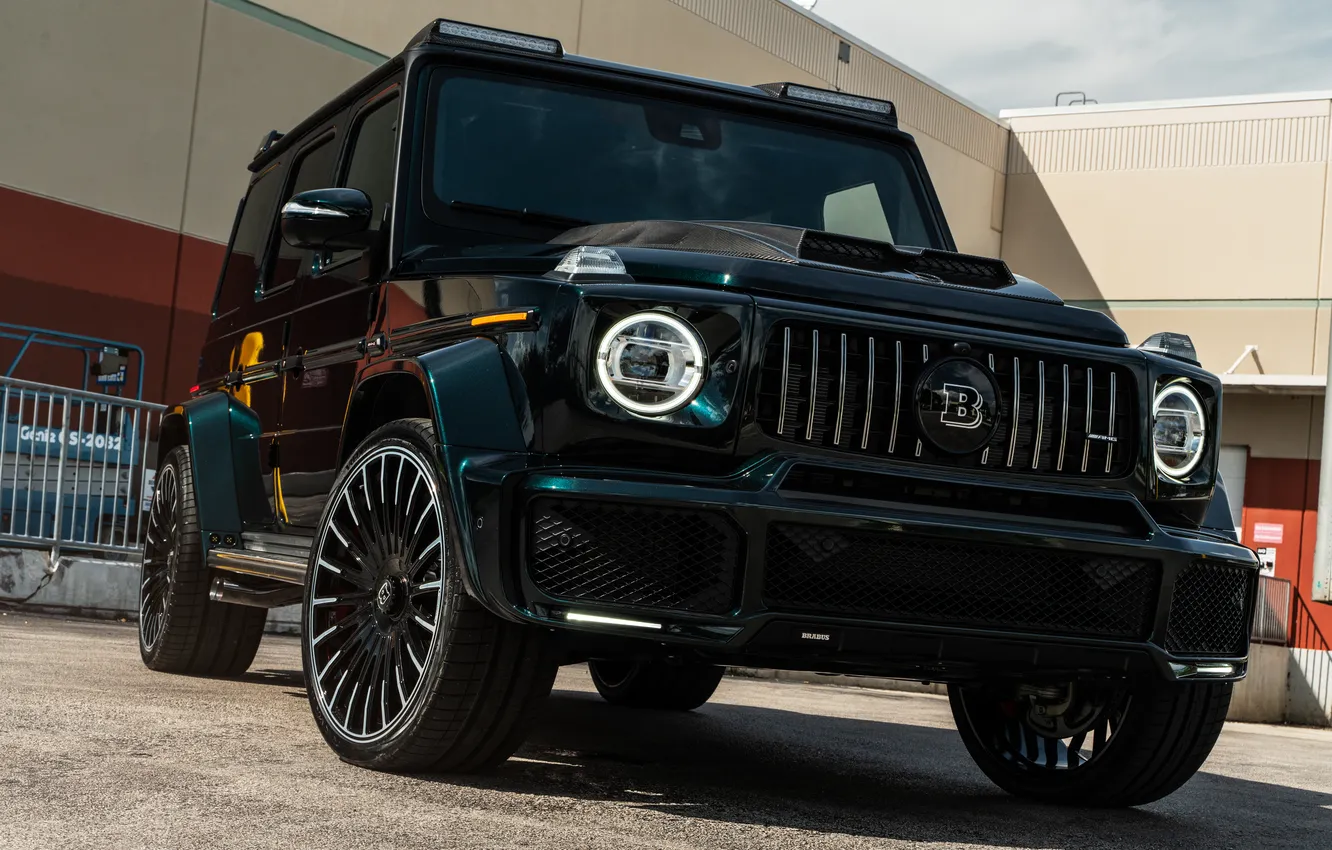 Фото обои Mercedes, Brabus, Green, Front, AMG, Mercedes - Benz, G63, Gelendewagen