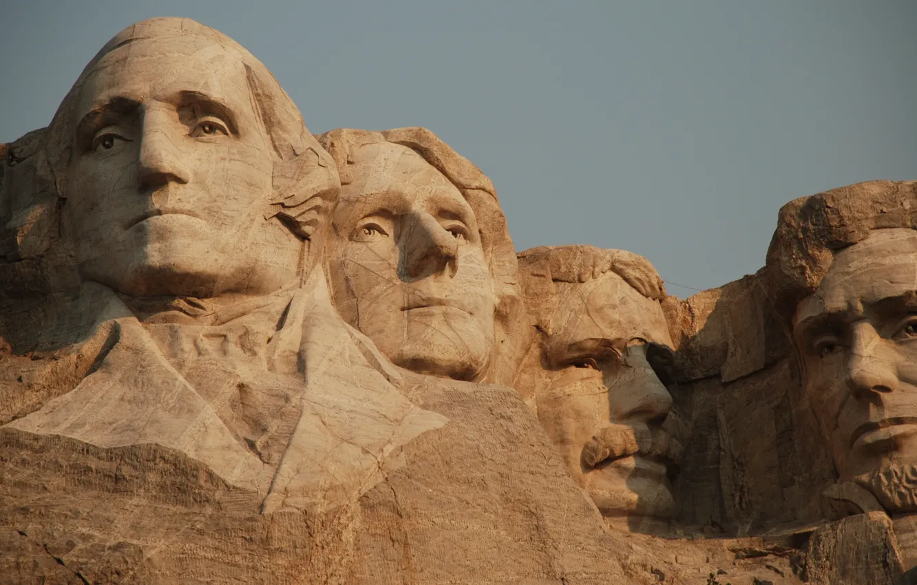 Фото обои USA, United States, men, George Washington, faces, Abraham Lincoln, America, sculpture