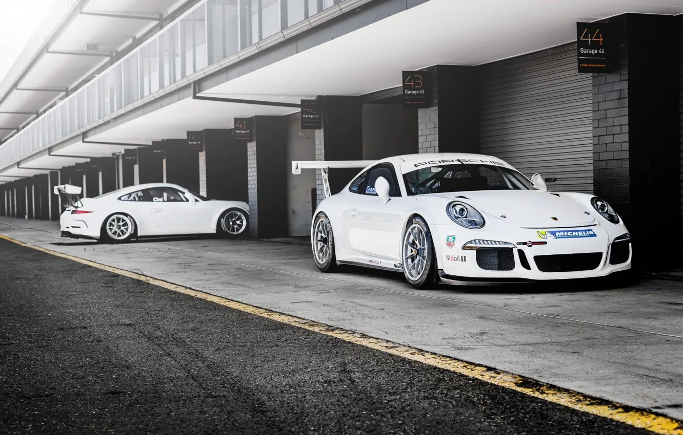 Фото обои Porsche, Car, Racing, GT3, White, Cup, 991, Carports