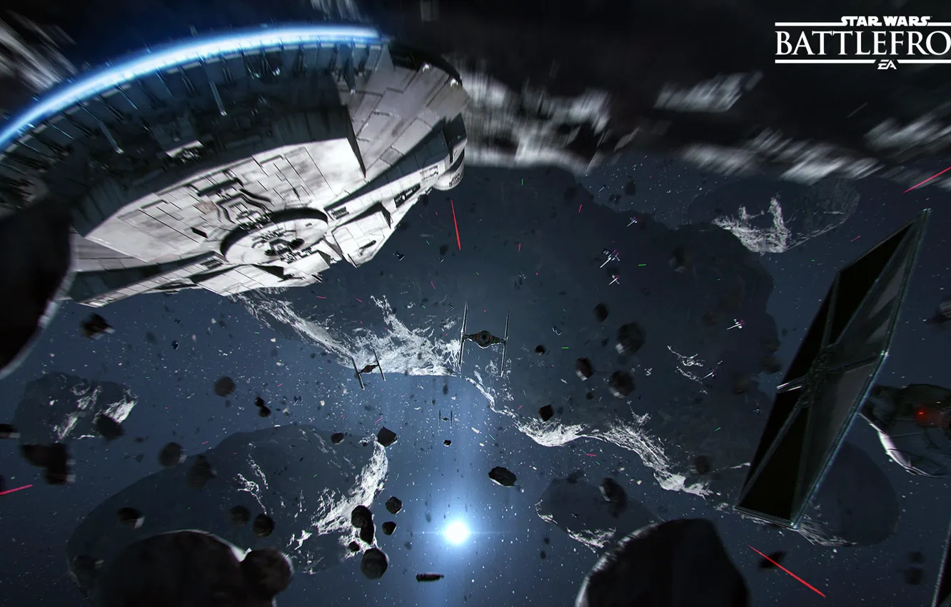 Фото обои игры, Electronic Arts, DICE, X-Wing, Millennium Falcon, TIE-Fighter, star wars battlefront