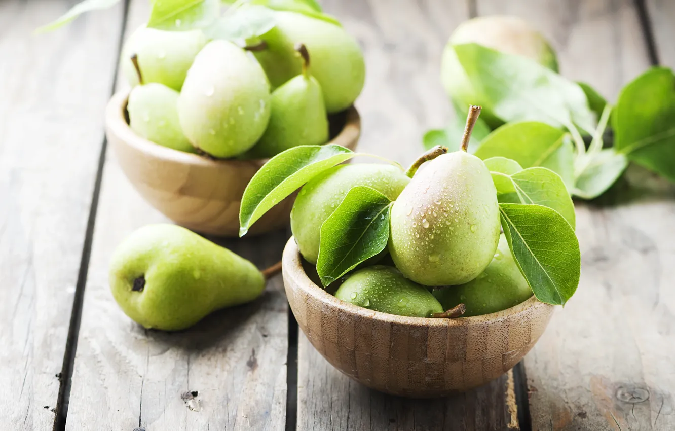 Фото обои зеленый, фрукты, груши, Oxana Denezhkina