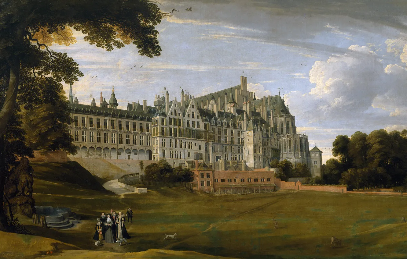 Фото обои пейзаж, картина, Ян Брейгель старший, Королевский Дворец Тервюрен в Брюсселе