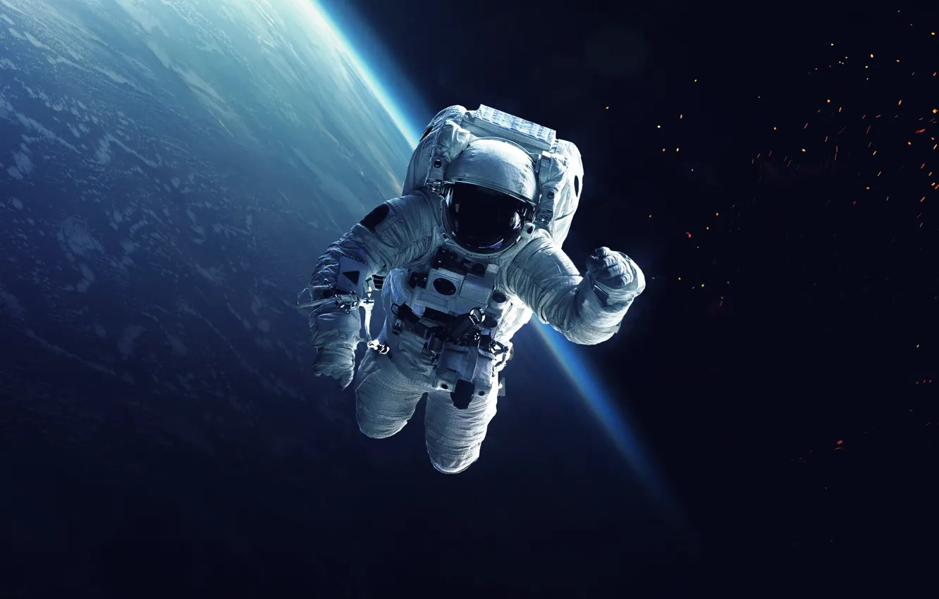 Фото обои Звезды, Планета, Космос, Земля, Астронавт, Космонавт, NASA, НАСА