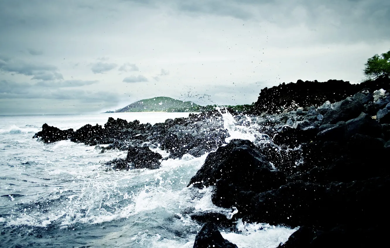Фото обои море, вода, скала, камни, океан, скалы, обои, берег