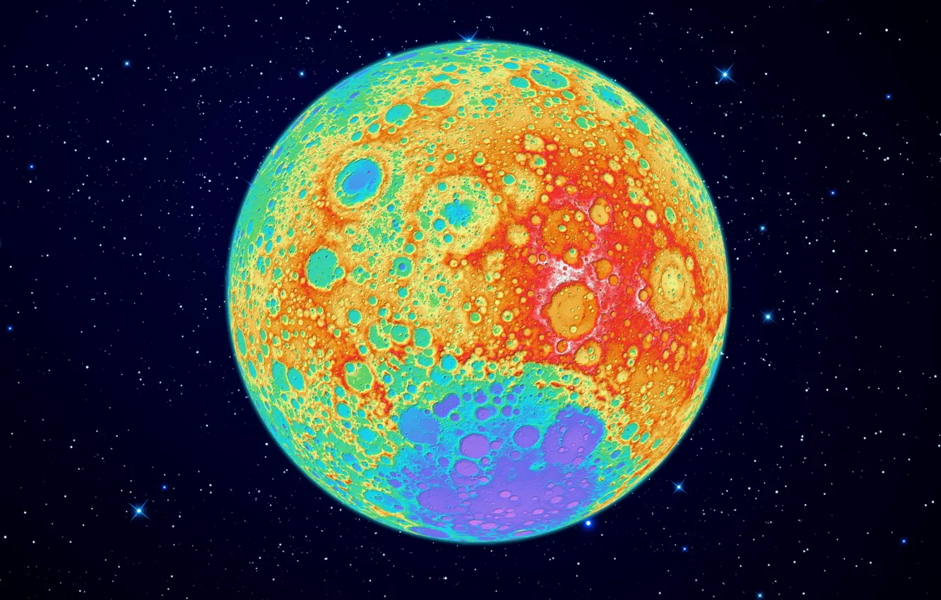 Фото обои Луна, цветная, сторона, обратная