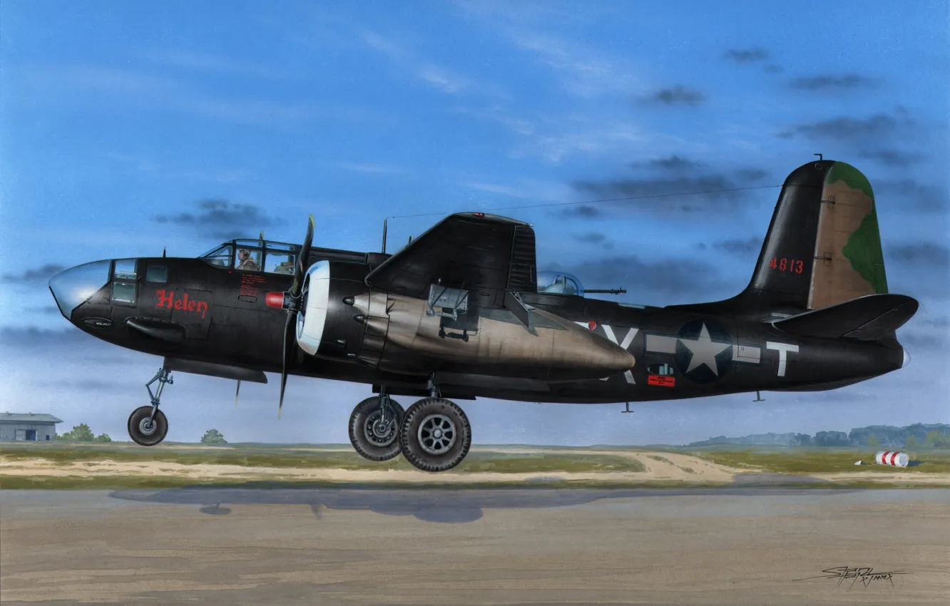 Фото обои Бомбардировщик, Штурмовик, US Air Force, A-20 Havoc, A-20J
