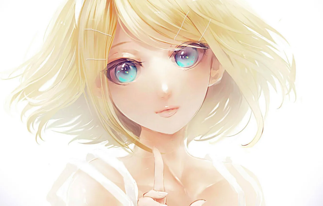 Фото обои глаза, девушка, аниме, арт, vocaloid, kagamine rin, miko