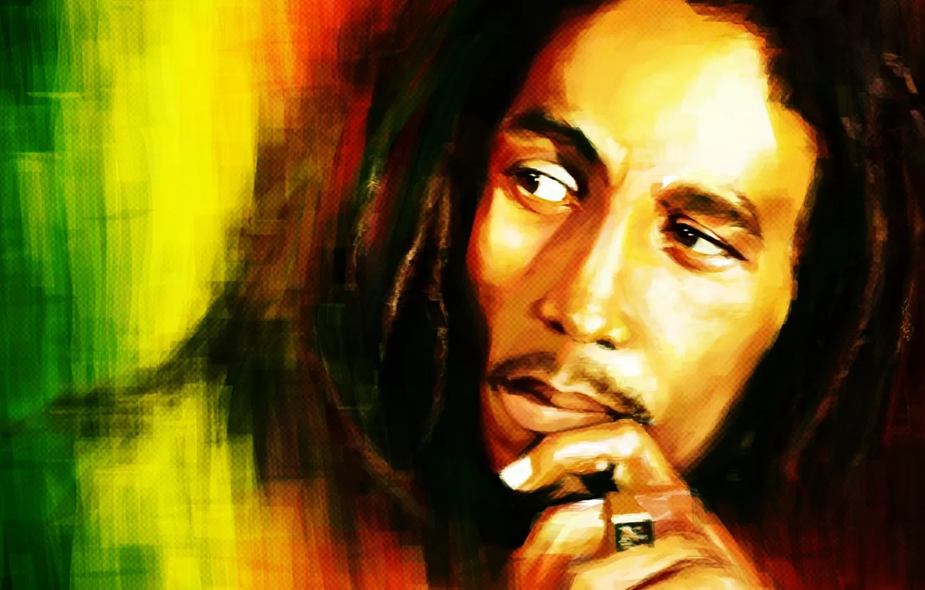 Фото обои взгляд, рисунок, Bob Marley