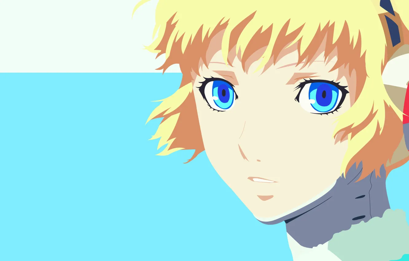 Фото обои взгляд, девушка, лицо, Persona 3, Aigis