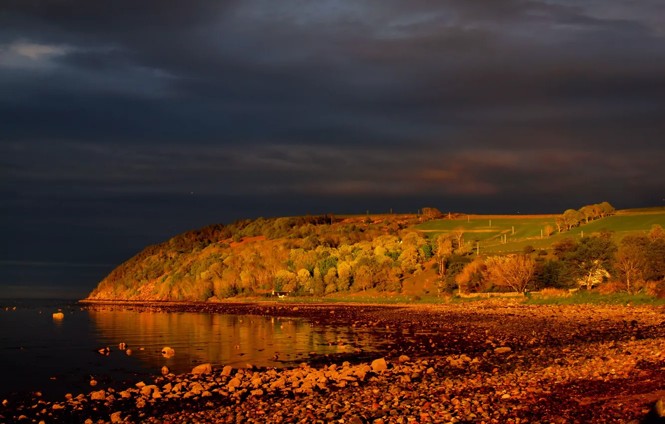 Фото обои пролив, побережье, утро, Шотландия, Scotland, Кромарти, Cromarty, Cromarty Firth