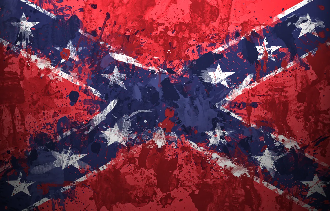 Фото обои краски, звёзды, flag, флаг конфедерации, Confederate States of America, Конфедерация, Конфедеративные Штаты Америки