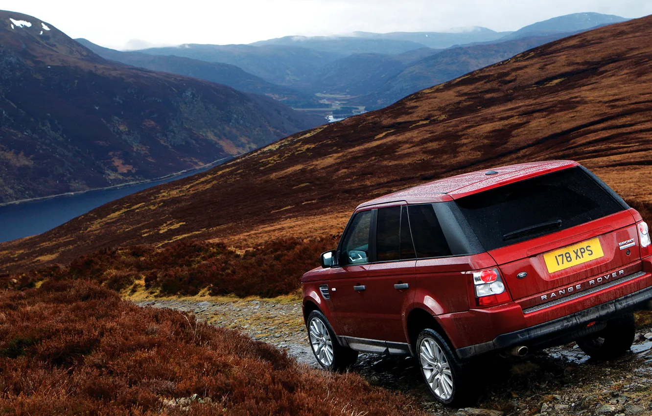 Фото обои горы, Красный, Land Rover