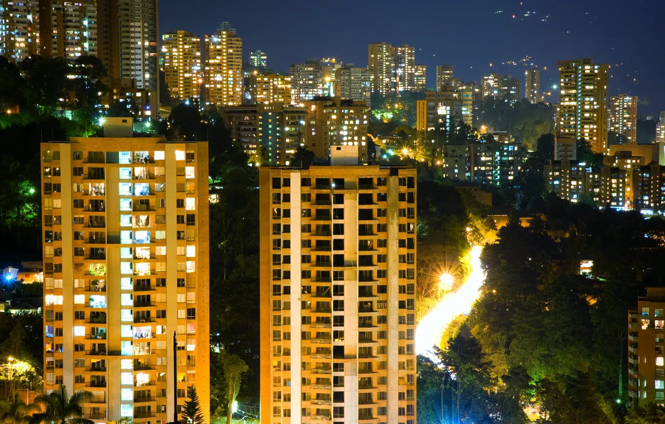 Фото обои ночь, night, Колумбия, Medellin, noche, Medellín, Медельин, República de Colombia