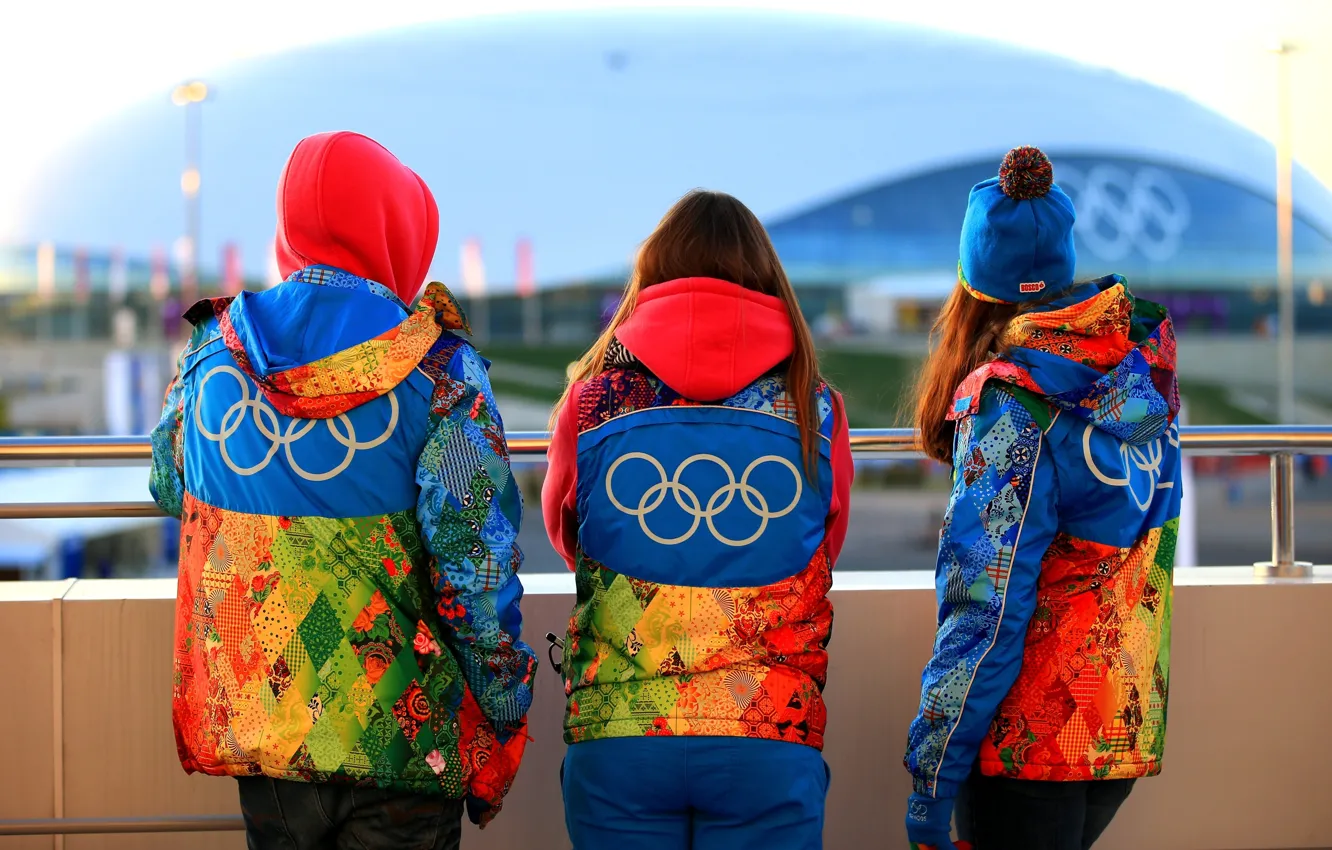 Фото обои люди, одежда, олимпиада, символика, Сочи 2014, волонтёры