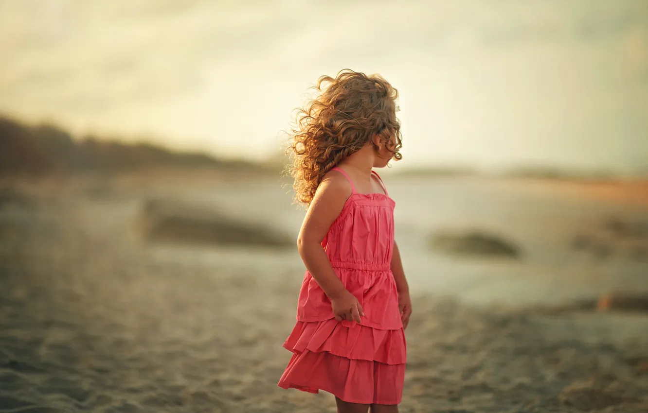 Фото обои пляж, природа, девочка, Ребенок