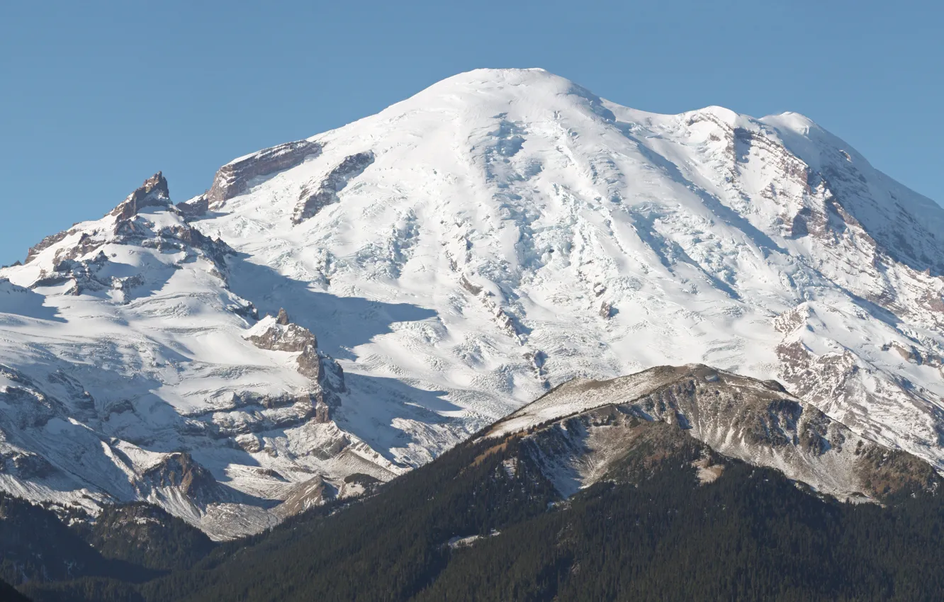 Фото обои снег, гора, панорама, Mount Rainier