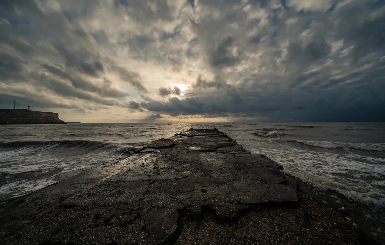 Фото обои море, камни, красота, горизонт, простор, Крым, обака, морская даль