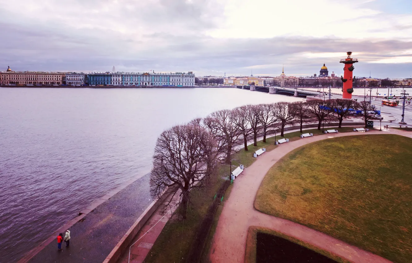 Фото обои осень, тучи, река, Питер, Санкт-Петербург, Россия, Russia, спб