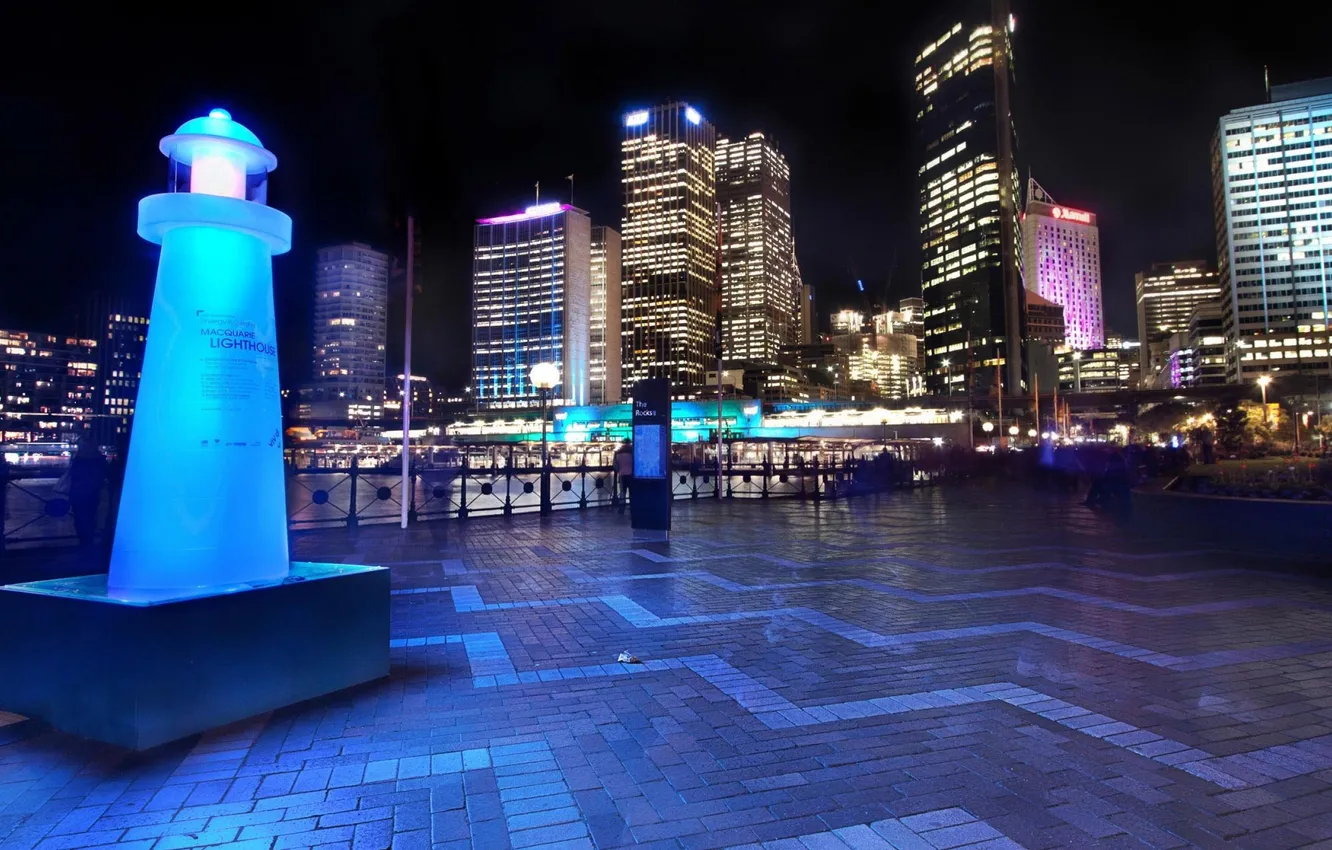 Фото обои огни, Ночь, Австралия, Небоскребы, Сидней, Night, Australia, Sydney