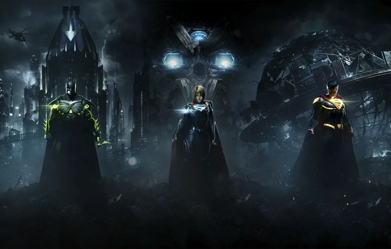 Фото обои Batman, Superman, Supergirl, Warner Bros. Interactive Entertainment, NetherRealm Studios, Injustice 2