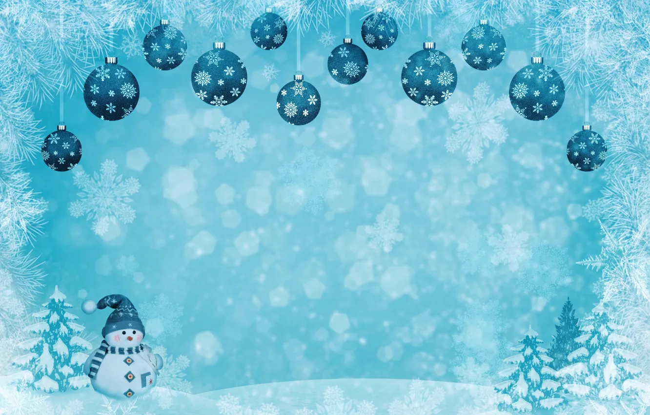 Фото обои зима, шарики, снег, снежинки, праздник, шары, узоры, игрушка