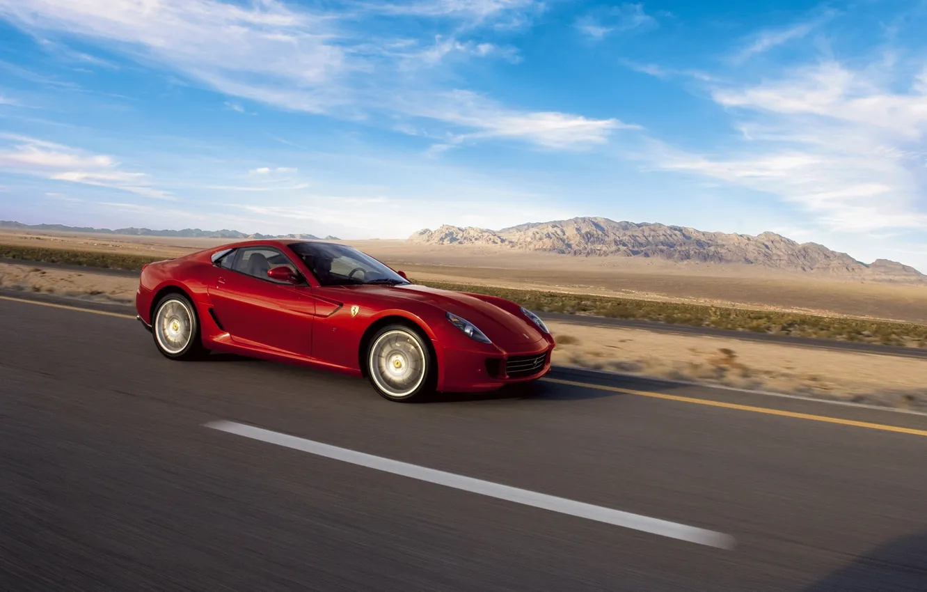 Фото обои дорога, небо, Ferrari, GTB, 599