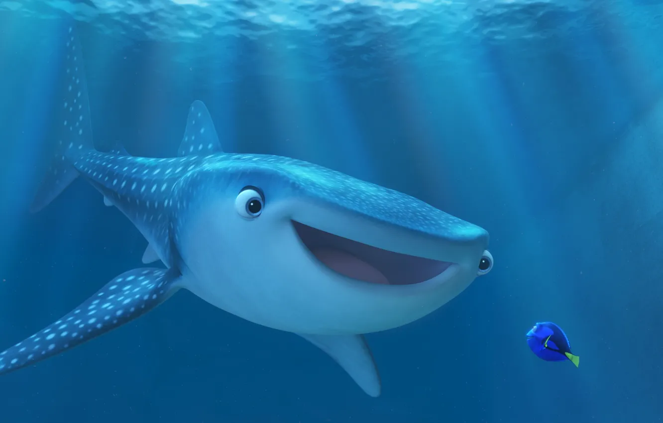 Фото обои Pixar, sea, ocean, water, cartoon, friendship, shark, fish