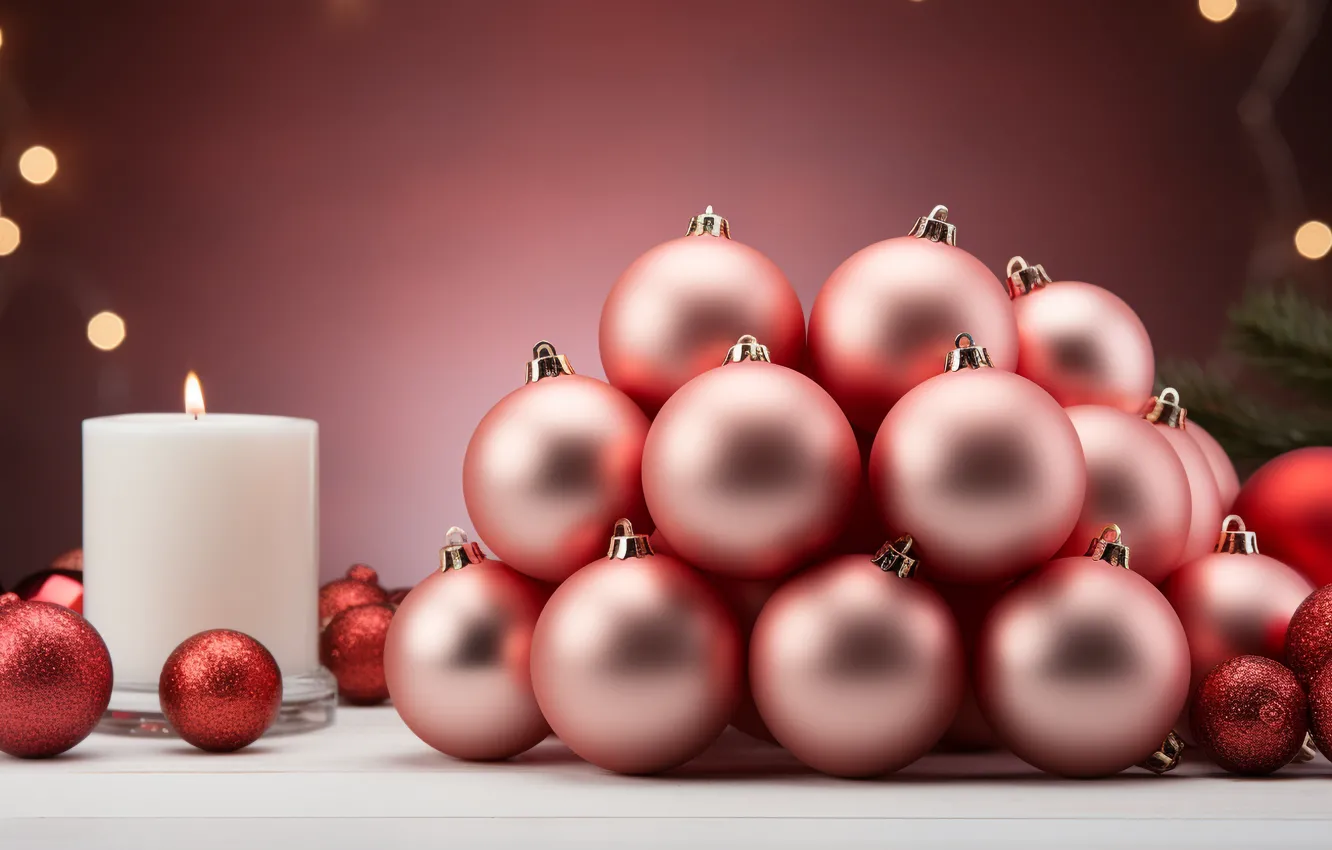 Фото обои шары, Новый Год, Рождество, new year, happy, Christmas, balls, pink