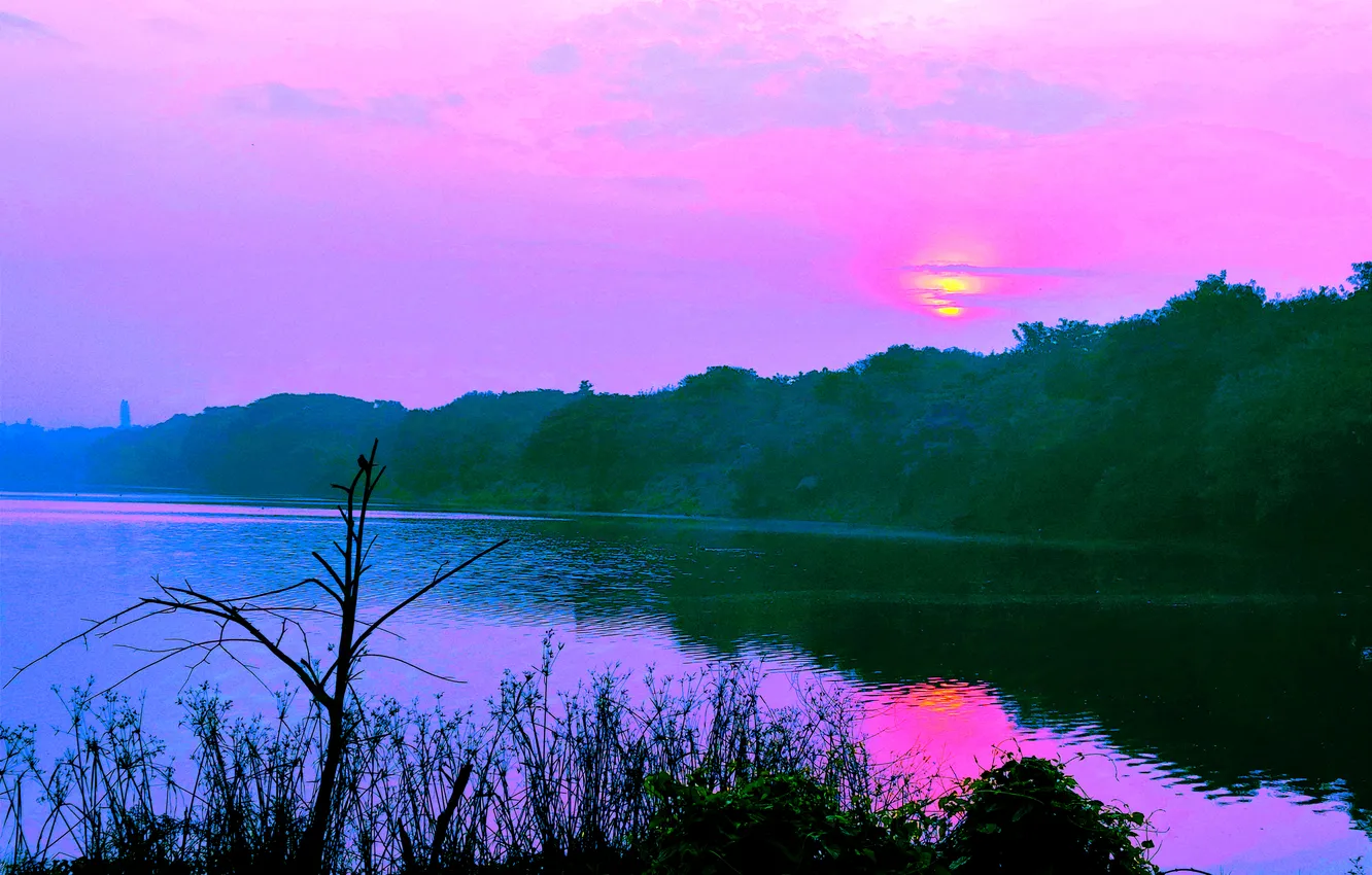 Фото обои Clouds, Sky, Sun, Water, Sunrise, Dawn, Morning, Lake