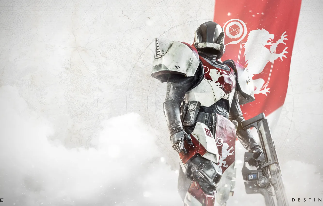 Фото обои gun, game, armor, weapon, lion, flag, Destiny, Titan