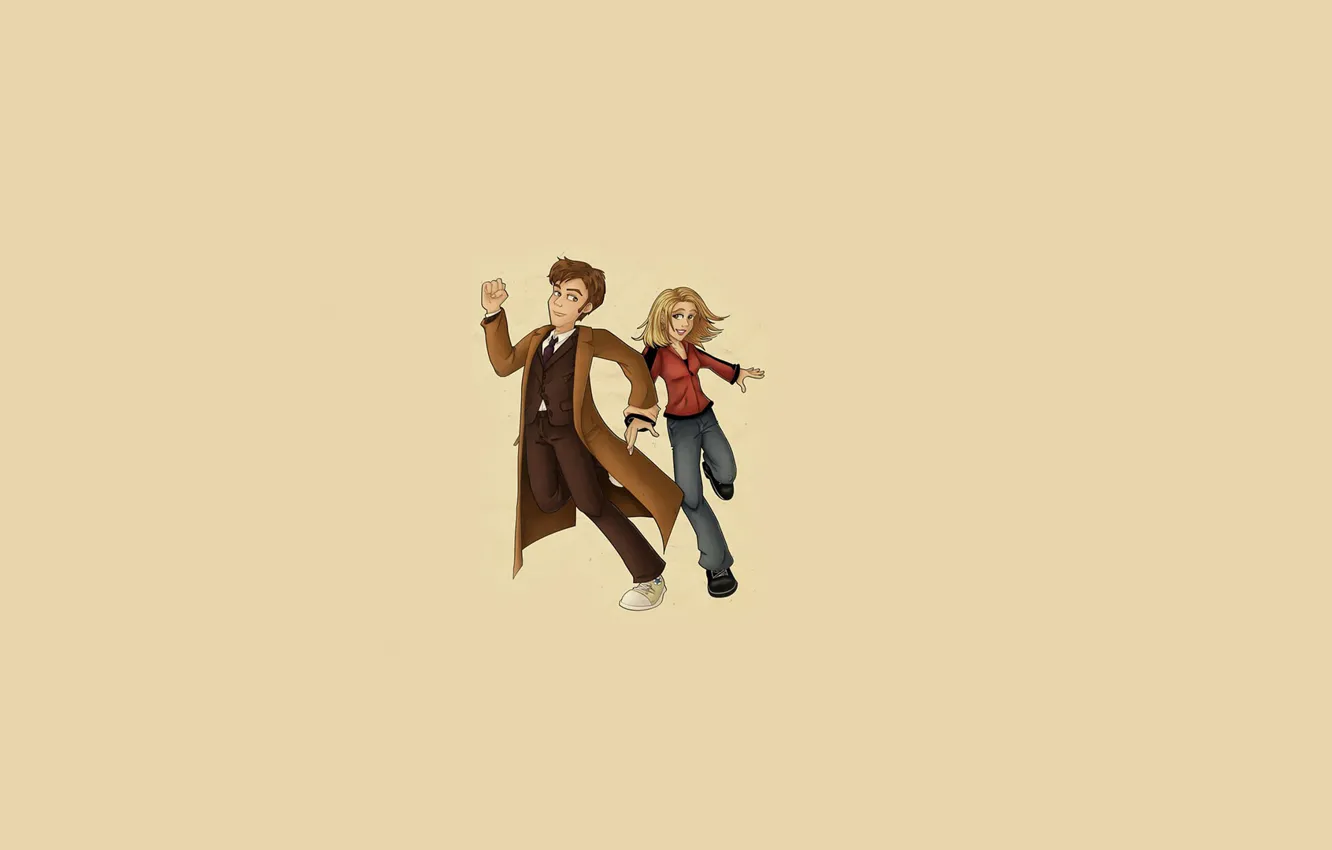 Фото обои девушка, фон, рисунок, арт, мужчина, Doctor Who, Доктор Кто, Десятый Доктор