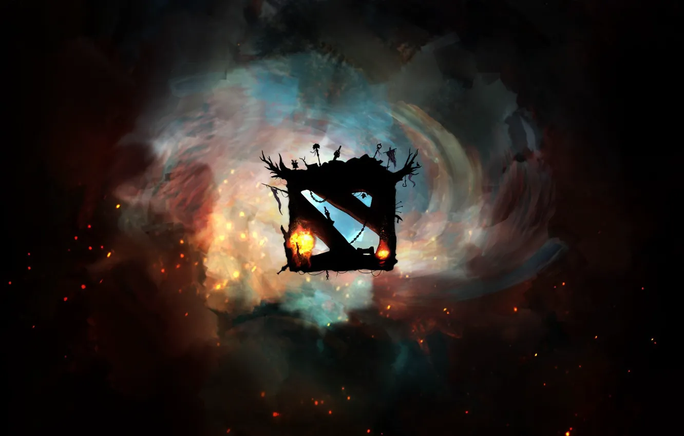 Фото обои logo, forest, dota 2, spark, Shadows from the Dire