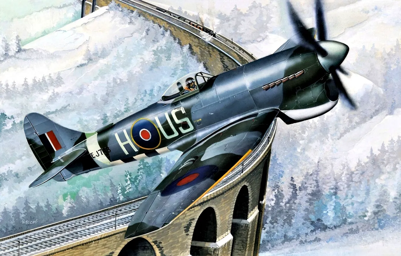 Фото обои British, Tempest, Royal Air Force, WWII, Hawker Tempest Mk.V, Fighter Aircraft