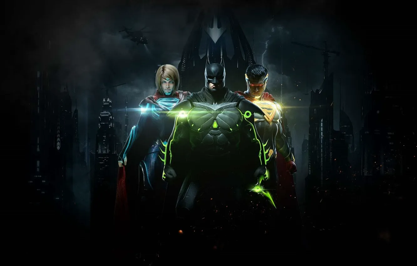 Фото обои game, Batman, bat, Superman, Supergirl, Bruce Wayne, Kal-El, Gotham
