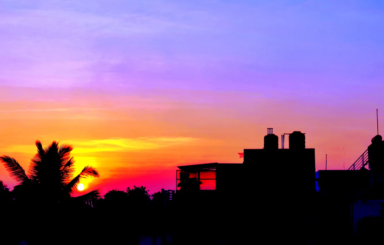 Фото обои City, Sun, Sunrise, Dawn, Morning, First Light, Photogrpahy