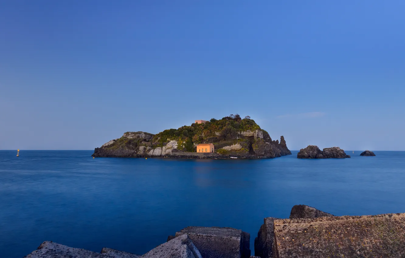 Фото обои море, остров, Италия, Italy, Sicily, Сицилия, Aci Trezza