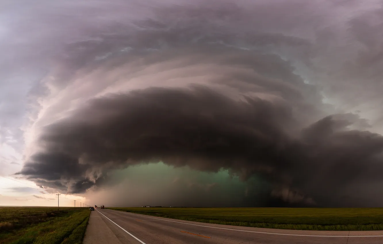 Фото обои дорога, небо, шторм, природа, стихия, буря