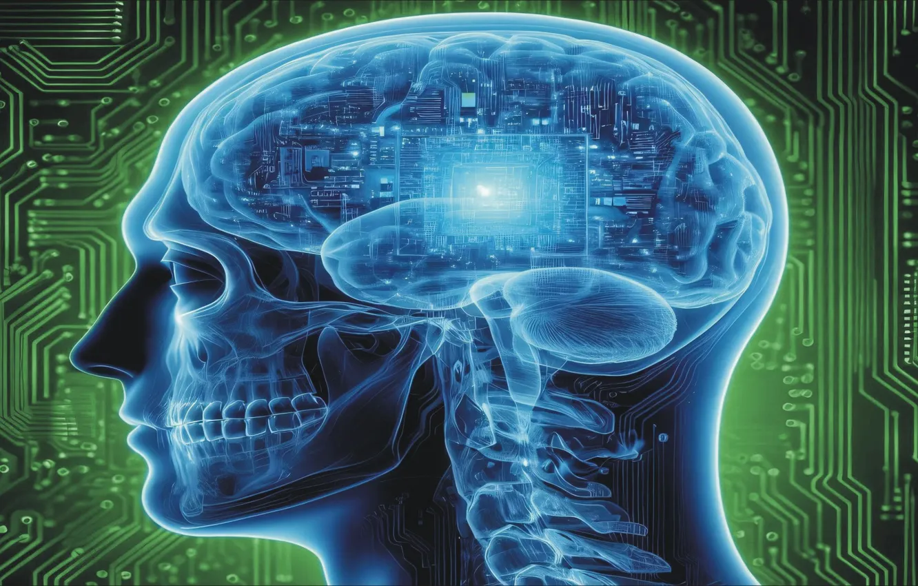 Фото обои люди, фантастика, ART, мозг, people, fantastic, Hi-Tech, brain