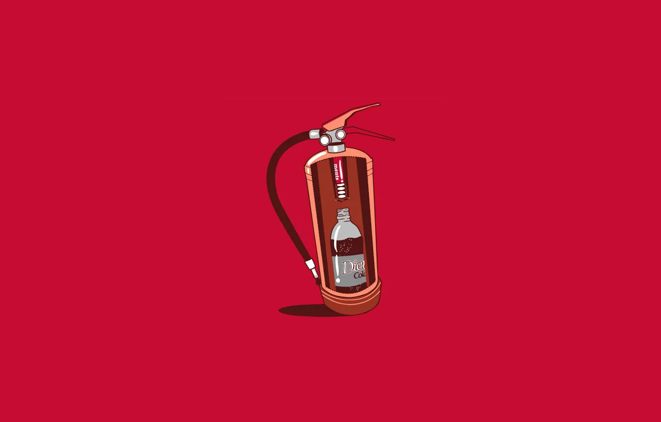 Фото обои Минимализм, Coca-Cola, Coca Cola, Mentos, Огнетушитель, Колатушитель