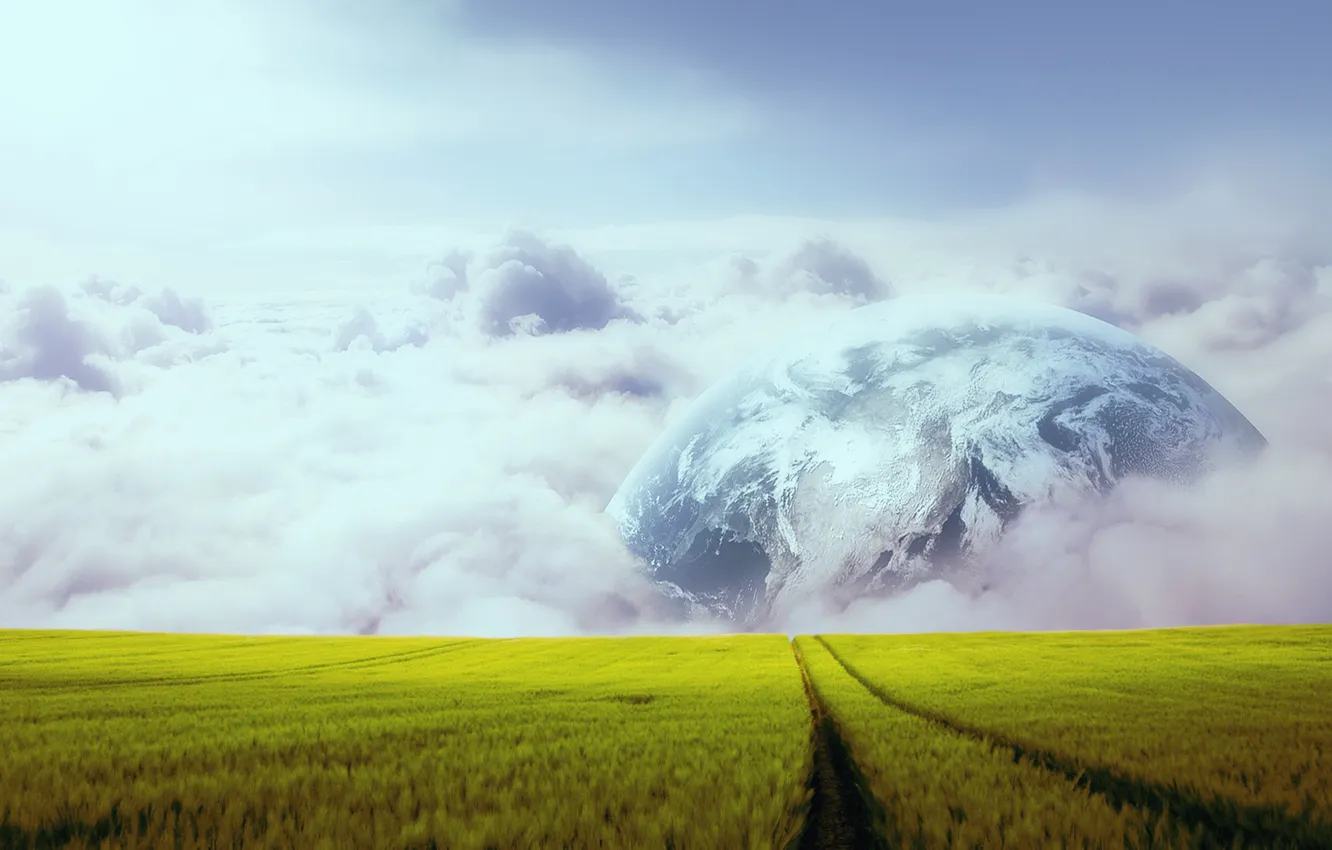 Фото обои поле, небо, облака, Природа, Пейзаж, wallpapers