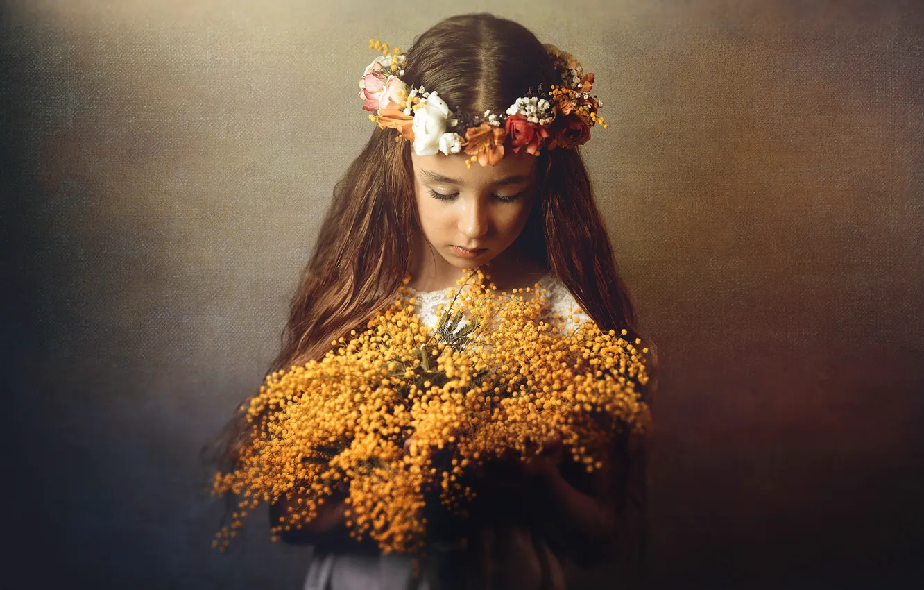 Фото обои цветы, портрет, девочка