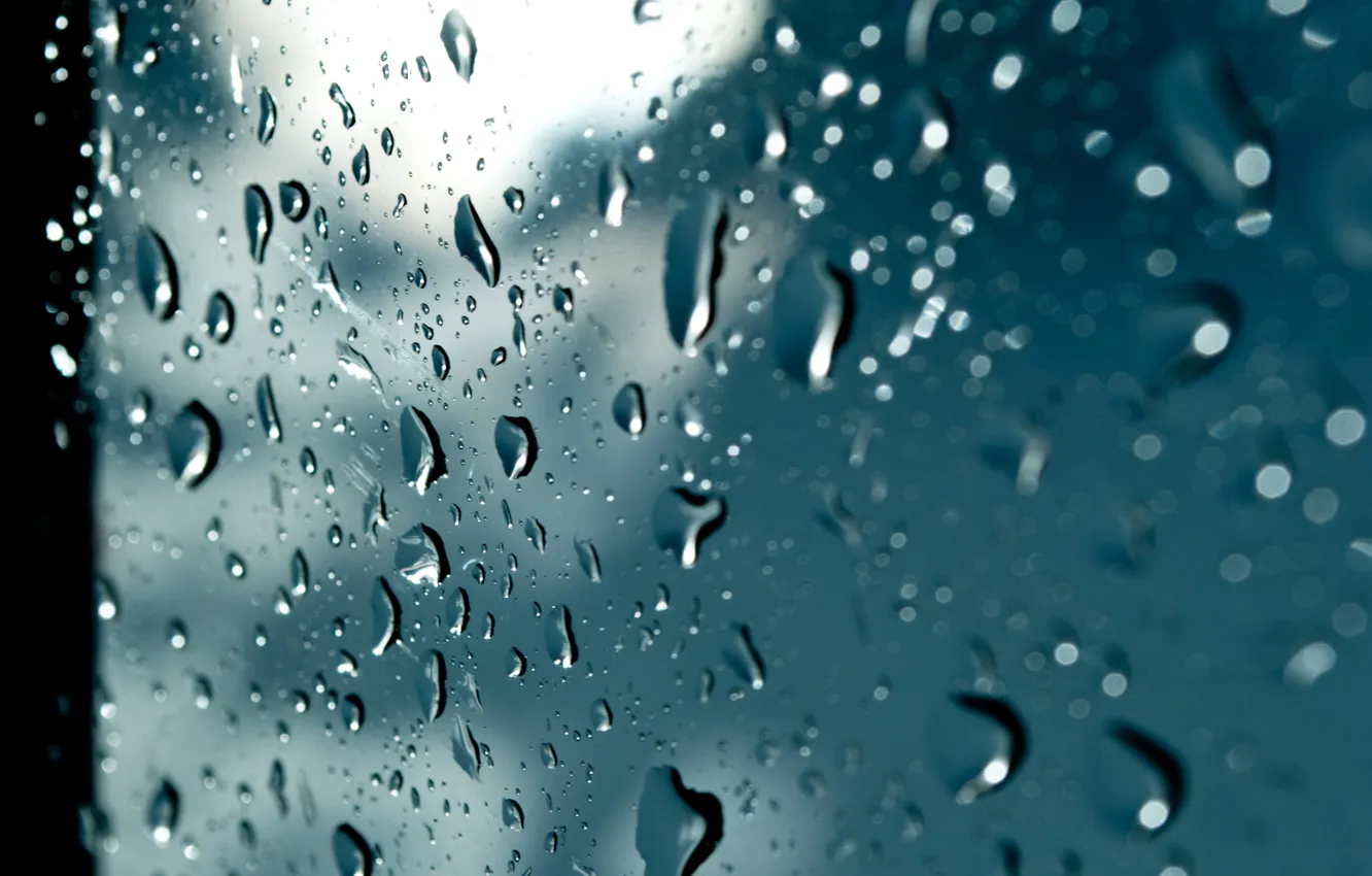 Фото обои стекло, капли, макро, дождь