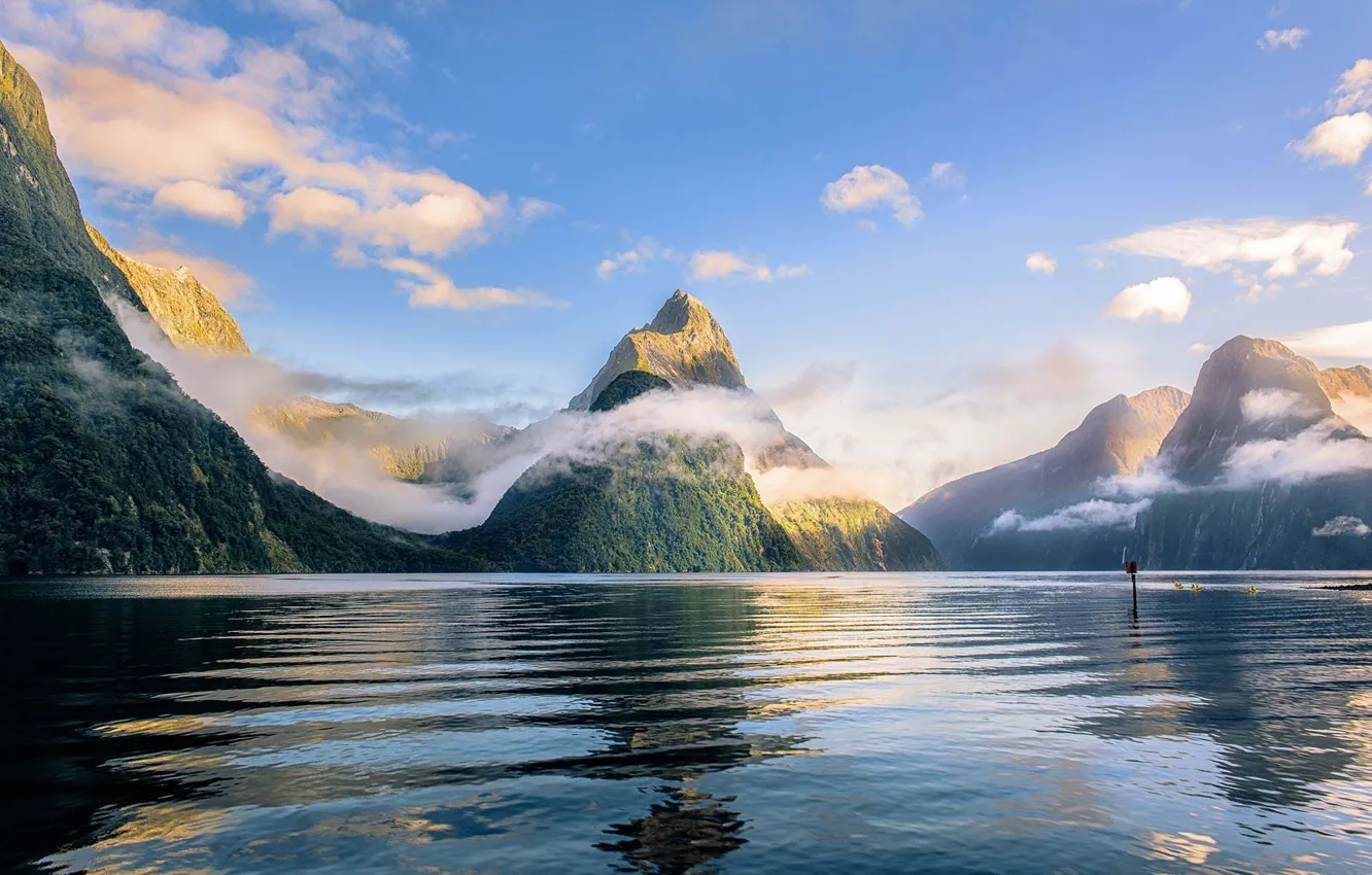Фото обои горы, озеро, Новая Зеландия