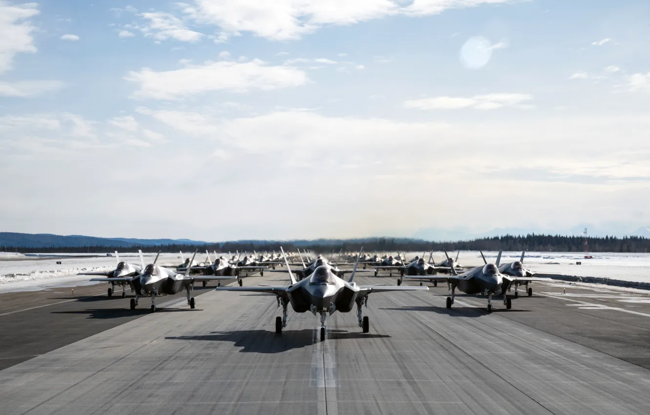 Фото обои ВВС США, истребитель-бомбардировщик, Lightning II, Lockheed Martin, F-35A