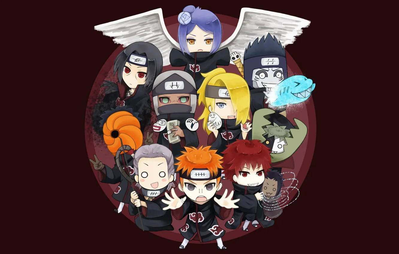 Фото обои Naruto, anime, angel, Itachi, shark, ninja, Akatsuki, shinobi