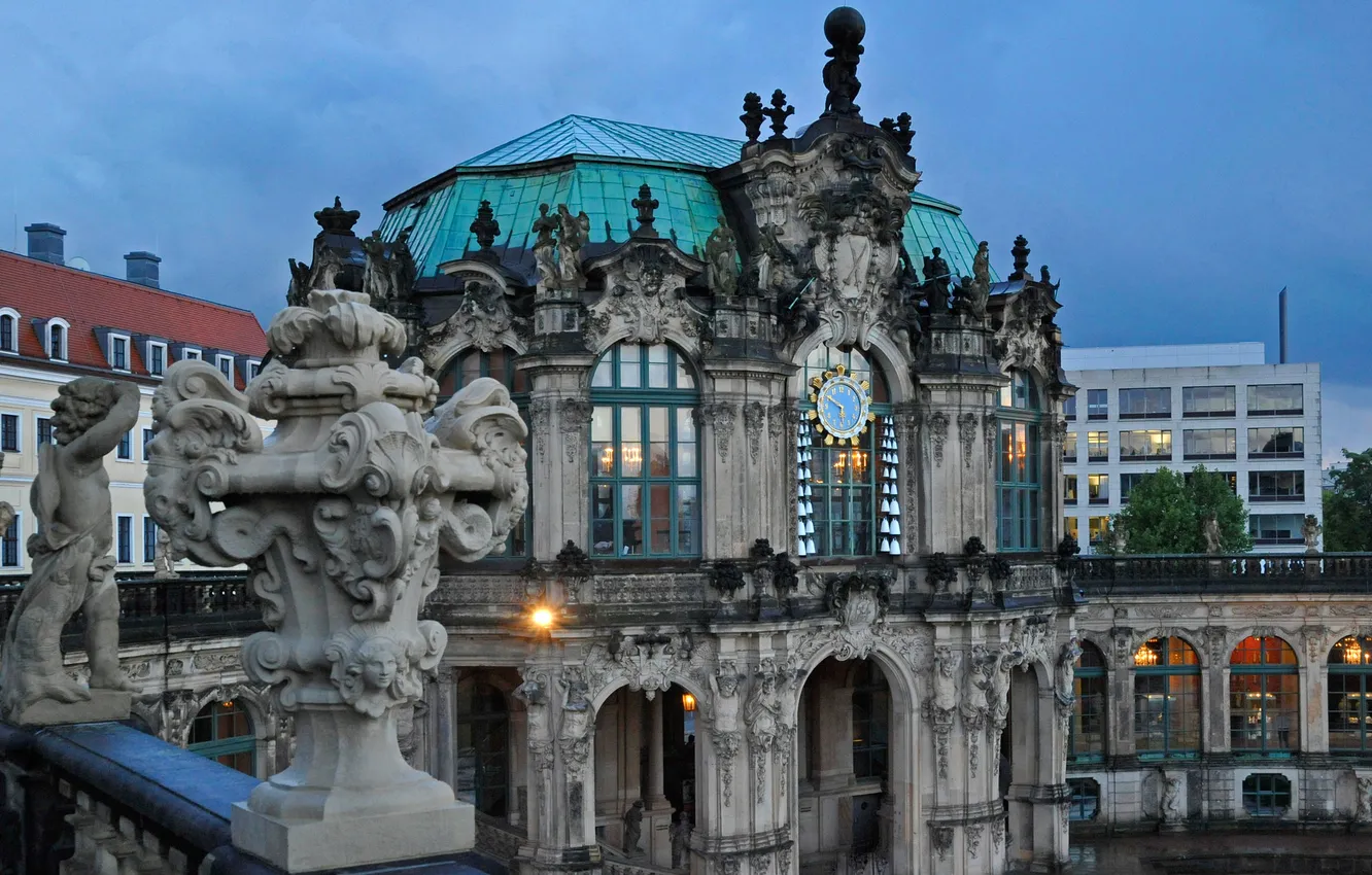 Фото обои часы, дома, Германия, Дрезден, Цвингер