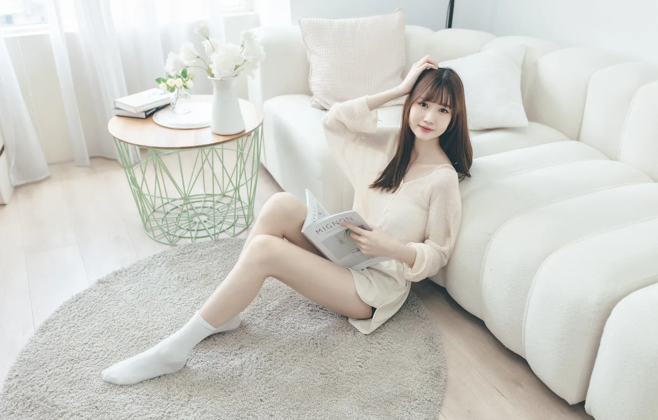 Фото обои Asian, women, brunette, indoors, casual, Ru Lin