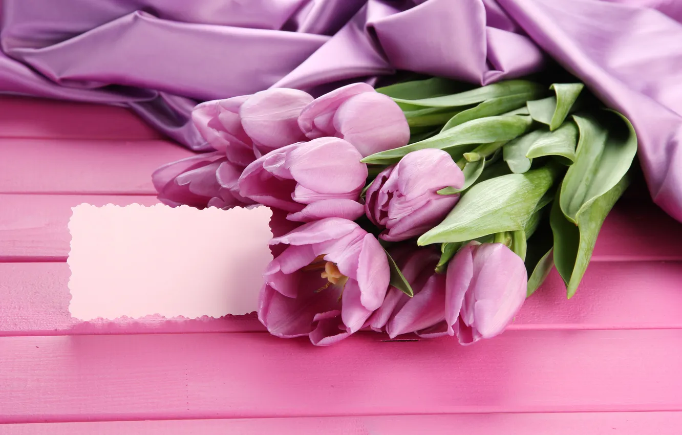 Фото обои цветы, букет, тюльпаны, розовые, wood, pink, flowers, beautiful