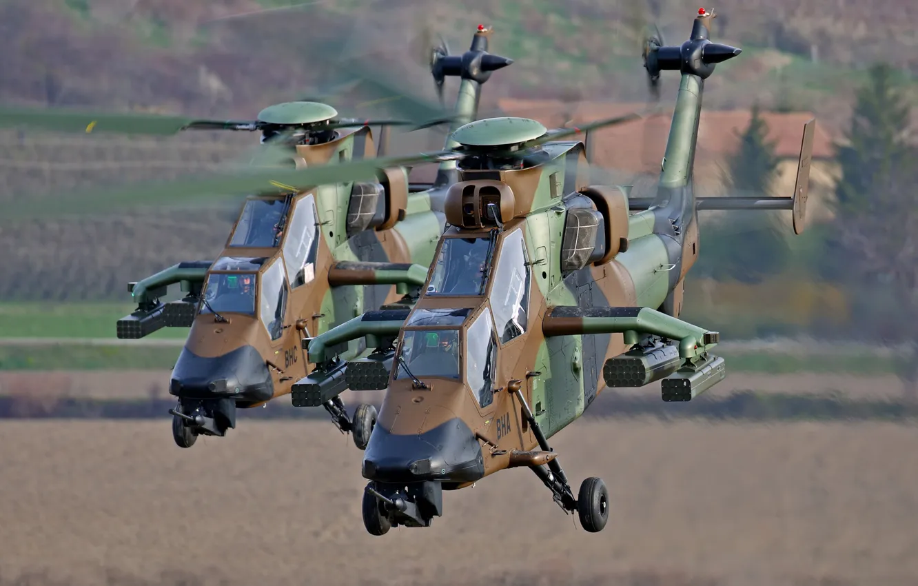 Фото обои пара, полёт, Tiger, Eurocopter, ударные, вертолёты, EC 665