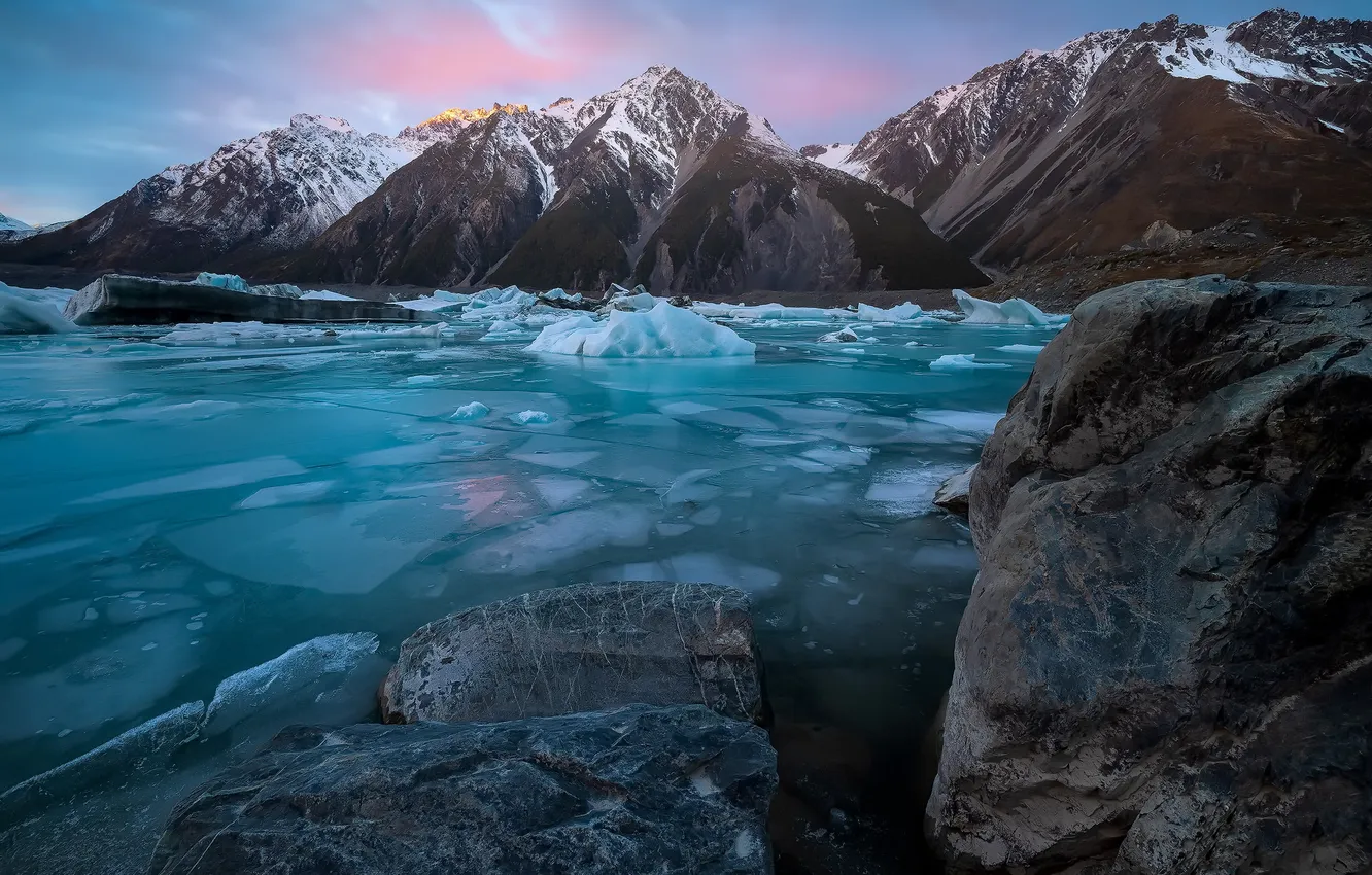 Фото обои природа, New Zealand, Tasman Lake